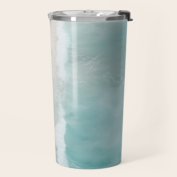 Couple on the Pastel Shore - Aerial Coastal Print Travel Mug Gallery Image 2