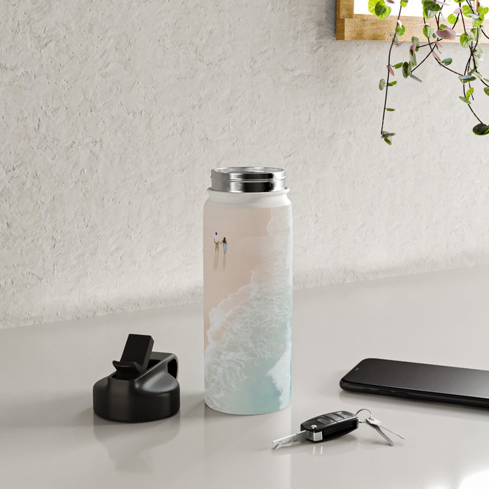 Couple on the Pastel Shore - Aerial Coastal Print Water Bottle Gallery Image 4