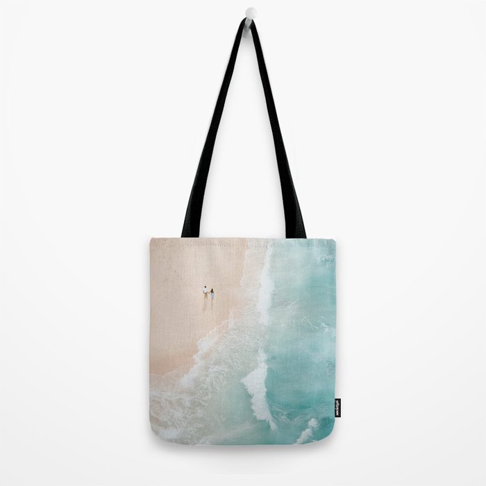 Couple on the Pastel Shore - Aerial Coastal Print Tote Bag Gallery Image 2