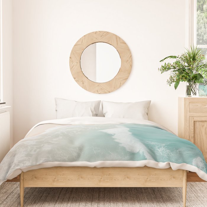 Couple on the Pastel Shore - Aerial Coastal Print Duvet Cover Gallery Image 3