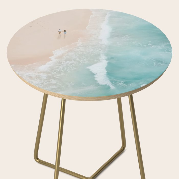 Couple on the Pastel Shore - Aerial Coastal Print Side Table Gallery Image 2