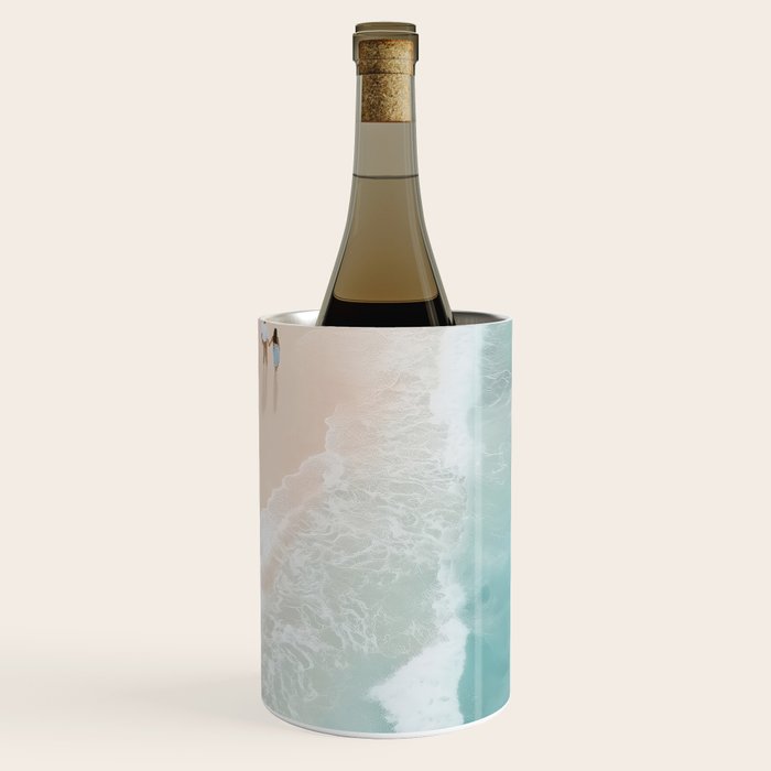 Couple on the Pastel Shore - Aerial Coastal Print Wine Chiller Gallery Image 1