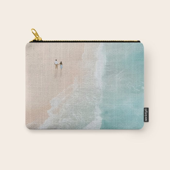 Couple on the Pastel Shore - Aerial Coastal Print Carry All Pouch Gallery Image 1