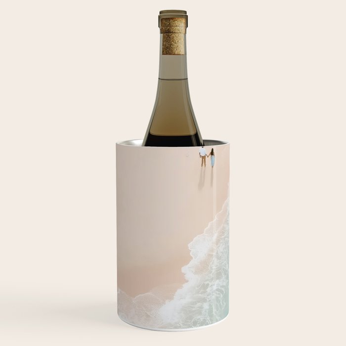 Couple on the Pastel Shore - Aerial Coastal Print Wine Chiller Gallery Image 2