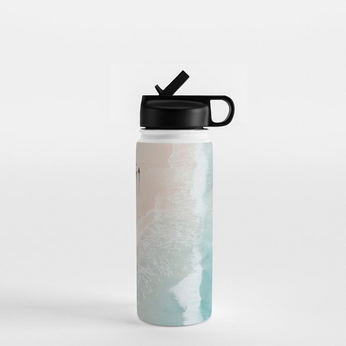 Couple on the Pastel Shore - Aerial Coastal Print Water Bottle Gallery Image 1