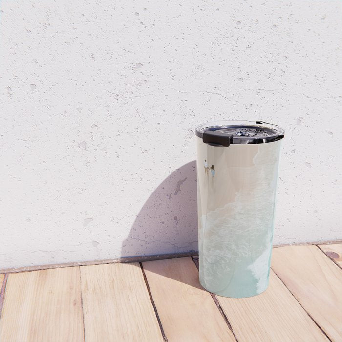 Couple on the Pastel Shore - Aerial Coastal Print Travel Mug Gallery Image 4