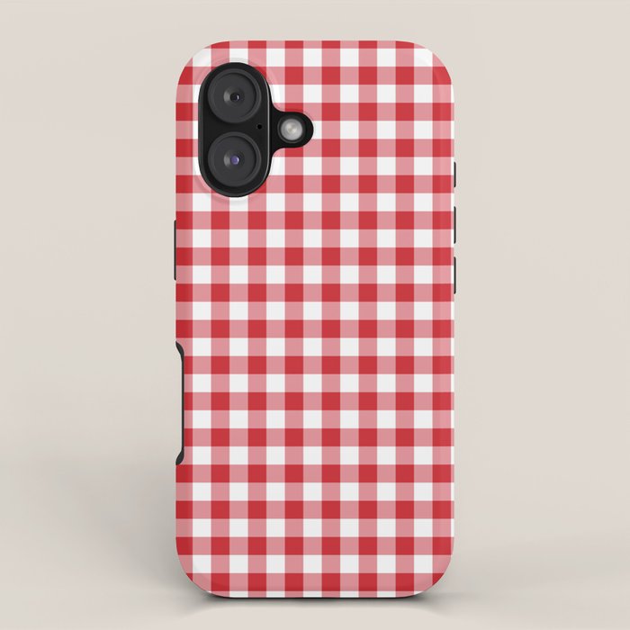 Red Scarlet Flame Gingham Check iPhone Case Gallery Image 1