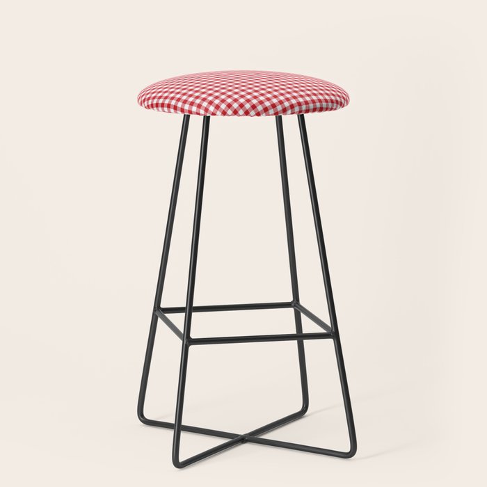 Red Scarlet Flame Gingham Check Stool Gallery Image 1