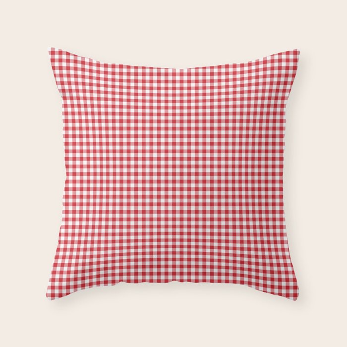 Red Scarlet Flame Gingham Check Throw Pillow Gallery Image 1