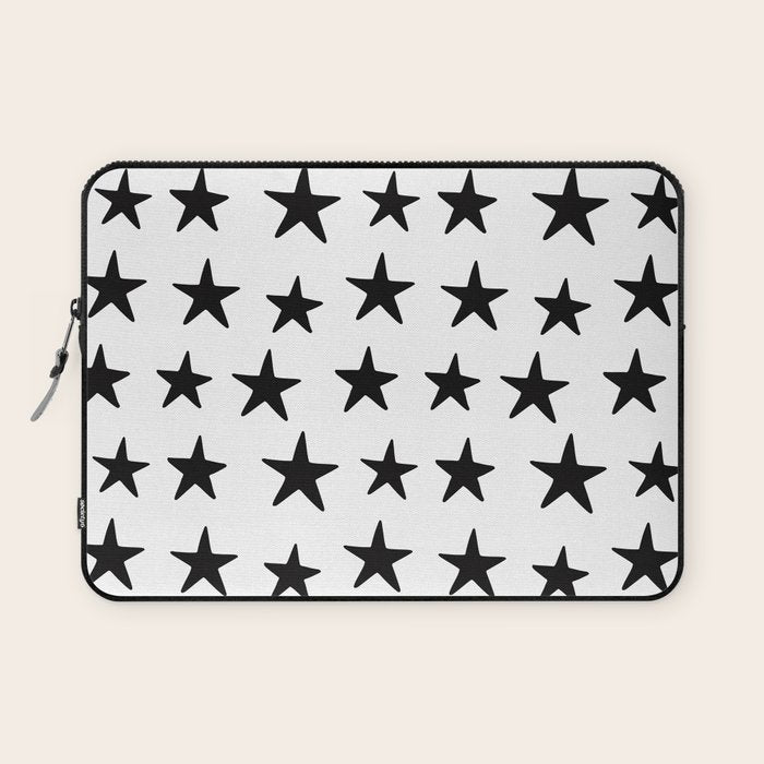 Star Pattern Black On White Laptop Sleeve Gallery Image 1