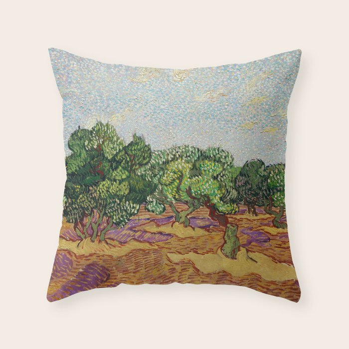 Olive Trees by Vincent Van Gogh Throw Pillow Gallery Image 6