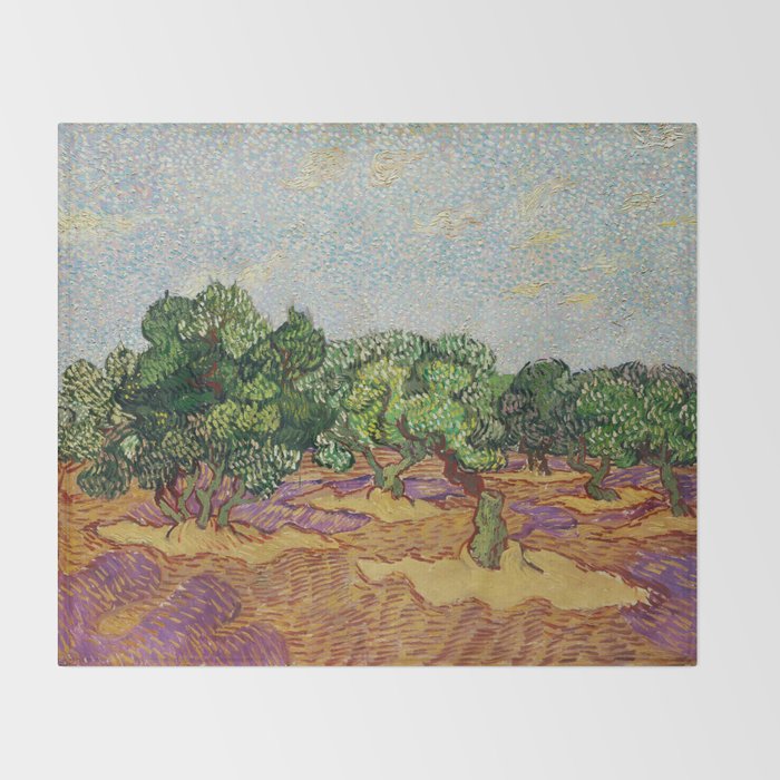 Olive Trees by Vincent Van Gogh Throw Blanket Gallery Image 2