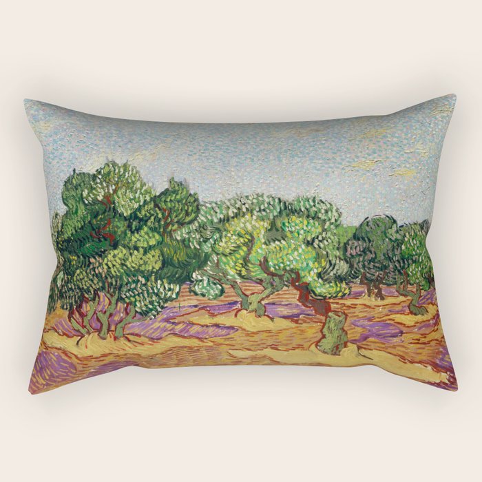 Olive Trees by Vincent Van Gogh Rectangular Pillow Gallery Image 2