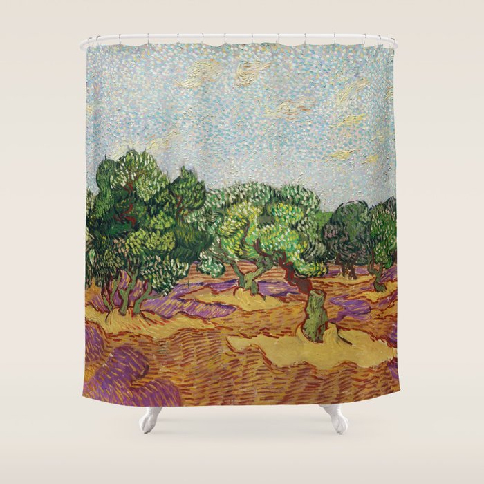 Olive Trees by Vincent Van Gogh Shower Curtain Gallery Image 1