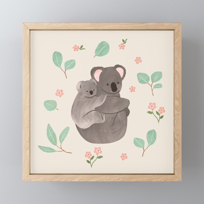 Koala and Eucalyptus Pattern Mini Art Print Gallery Image 1