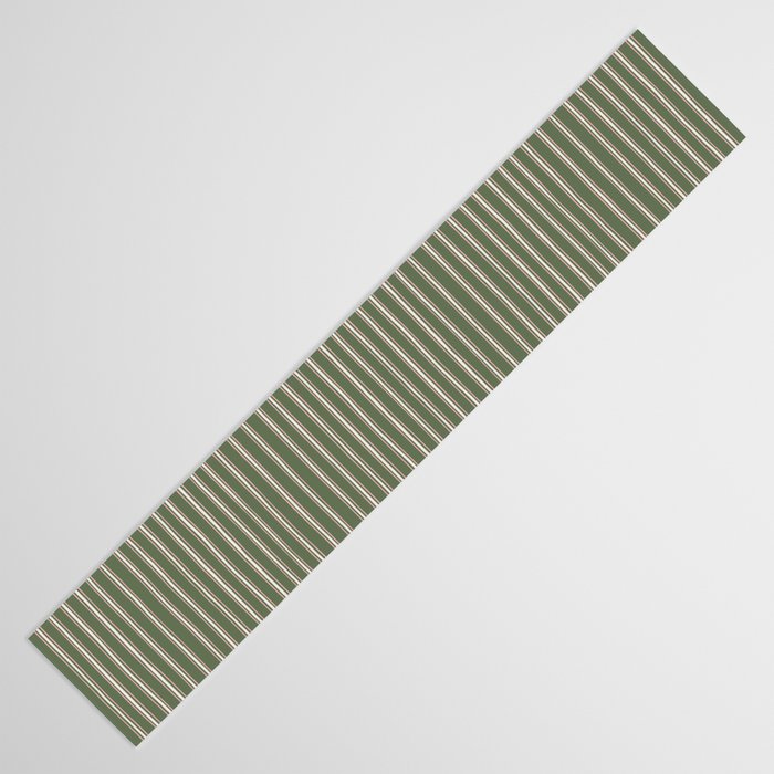 Triple Stripe Pattern Muted Green, Cream, Pink Table Runner Gallery Image 3