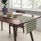 Triple Stripe Pattern Muted Green, Cream, Pink Table Runner Gallery Image 2