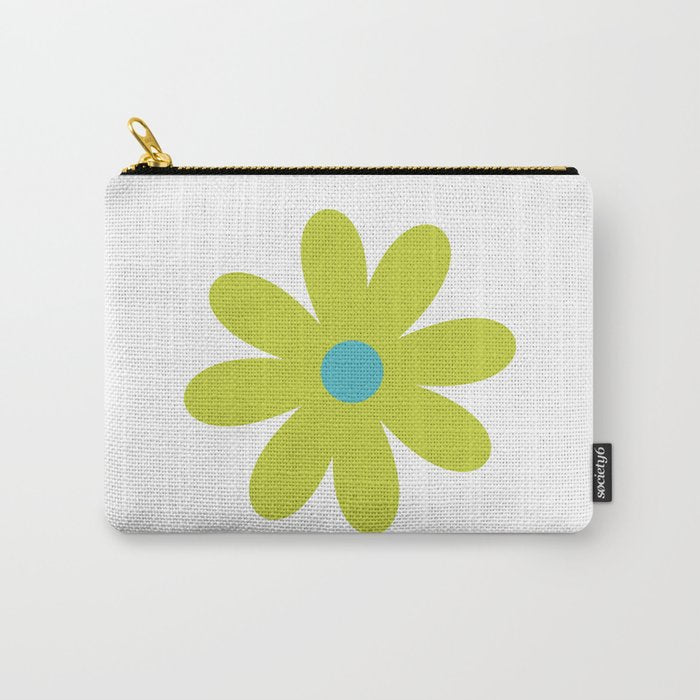 Springtime Flower Single in Lime Green and White Carry All Pouch Gallery Image 1