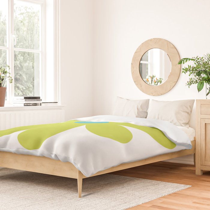 Springtime Flower Single in Lime Green and White Duvet Cover Gallery Image 2
