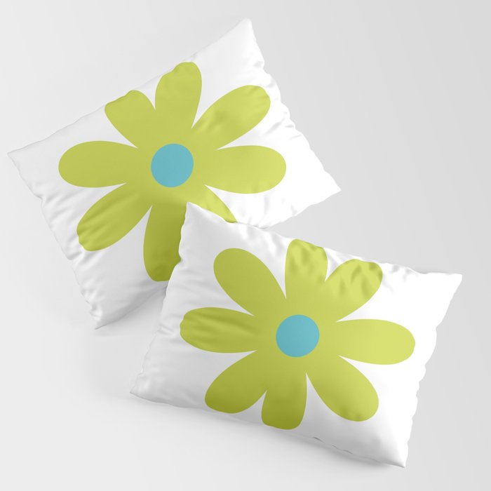 Springtime Flower Single in Lime Green and White Pillow Sham Gallery Image 3