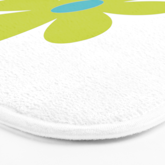 Springtime Flower Single in Lime Green and White Bath Mat Gallery Image 3