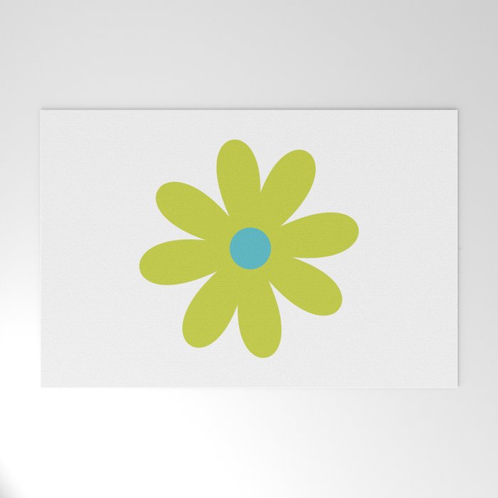 Springtime Flower Single in Lime Green and White Welcome Mat Gallery Image 1