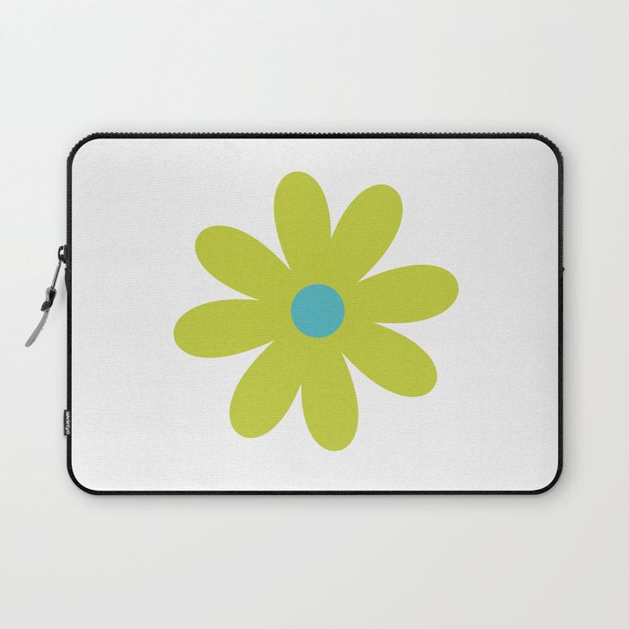 Springtime Flower Single in Lime Green and White Laptop Sleeve Gallery Image 1