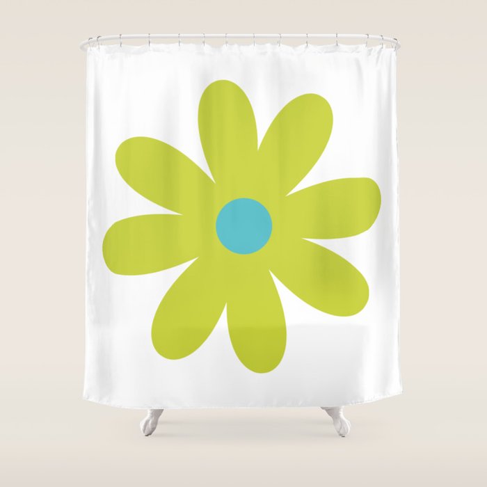 Springtime Flower Single in Lime Green and White Shower Curtain Gallery Image 1