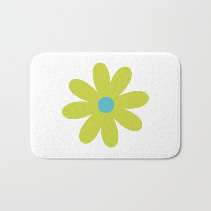 Springtime Flower Single in Lime Green and White Bath Mat Gallery Image 1