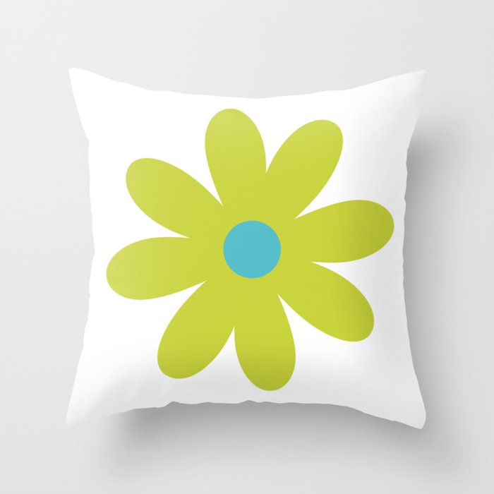 Springtime Flower Single in Lime Green and White Throw Pillow Gallery Image 6
