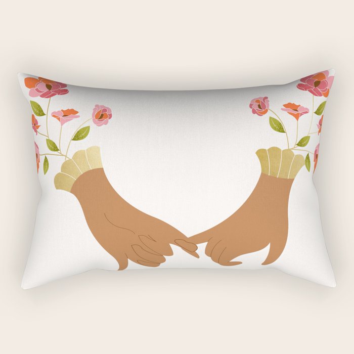 Pinky Promise | Valentine's Day Love Friendship | Floral Botanical Join Hands Forever  Rectangular Pillow