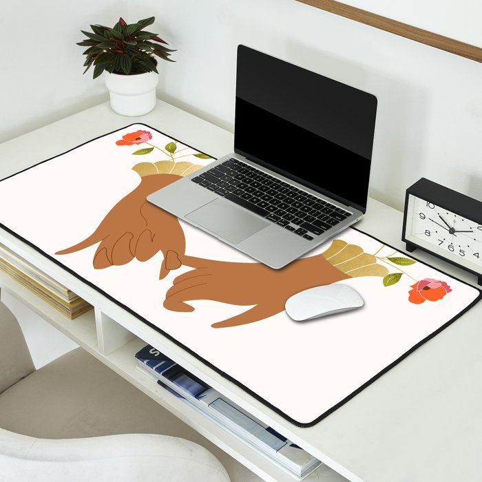 Pinky Promise | Valentine's Day Love Friendship | Floral Botanical Join Hands Forever  Desk Mat Gallery Image 2