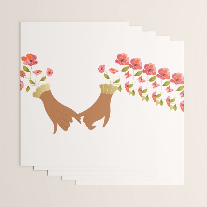 Pinky Promise | Valentine's Day Love Friendship | Floral Botanical Join Hands Forever  Wrapping Paper Gallery Image 3