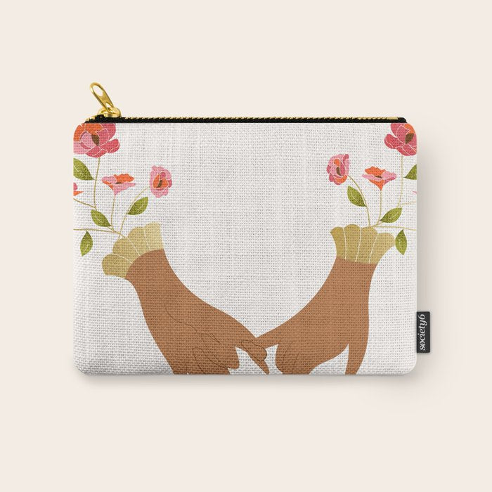Pinky Promise | Valentine's Day Love Friendship | Floral Botanical Join Hands Forever  Carry All Pouch Gallery Image 1