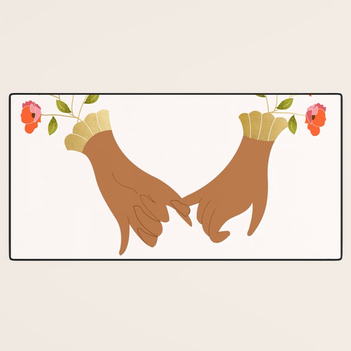 Pinky Promise | Valentine's Day Love Friendship | Floral Botanical Join Hands Forever  Desk Mat Gallery Image 3