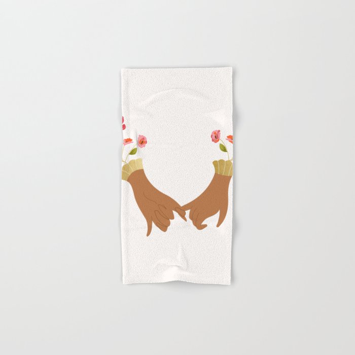 Pinky Promise | Valentine's Day Love Friendship | Floral Botanical Join Hands Forever  Bath Towel Gallery Image 1
