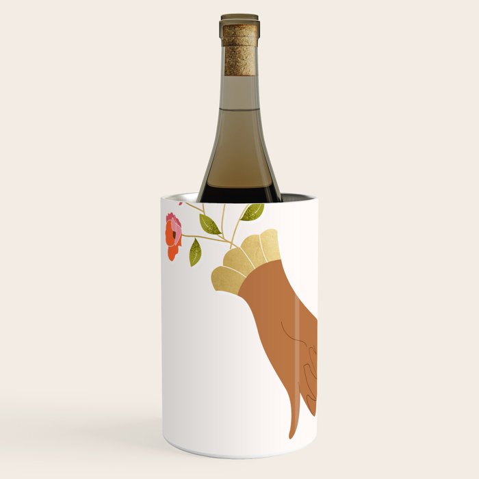 Pinky Promise | Valentine's Day Love Friendship | Floral Botanical Join Hands Forever  Wine Chiller Gallery Image 2