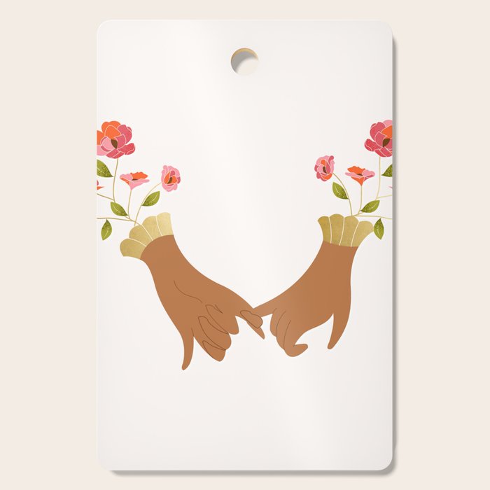 Pinky Promise | Valentine's Day Love Friendship | Floral Botanical Join Hands Forever  Cutting Board Gallery Image 1
