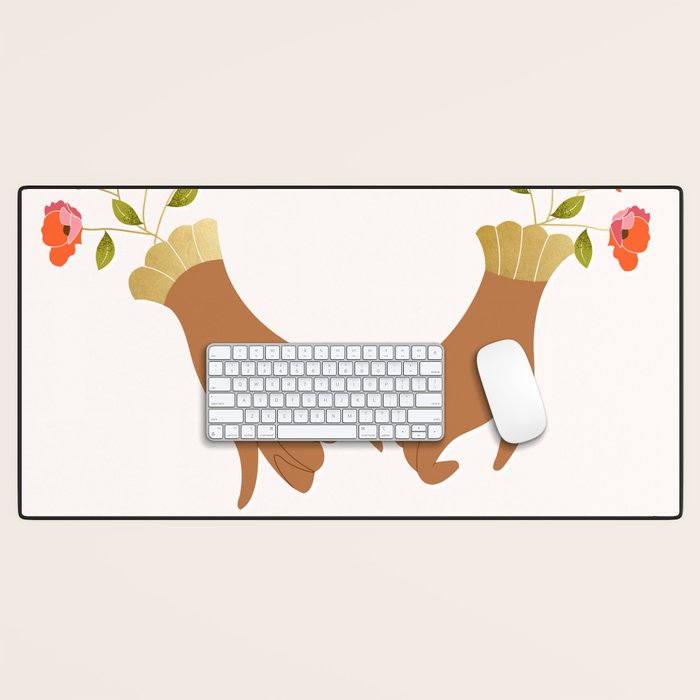 Pinky Promise | Valentine's Day Love Friendship | Floral Botanical Join Hands Forever  Desk Mat Gallery Image 1