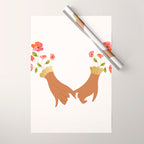 Pinky Promise | Valentine's Day Love Friendship | Floral Botanical Join Hands Forever  Wrapping Paper Gallery Image 1