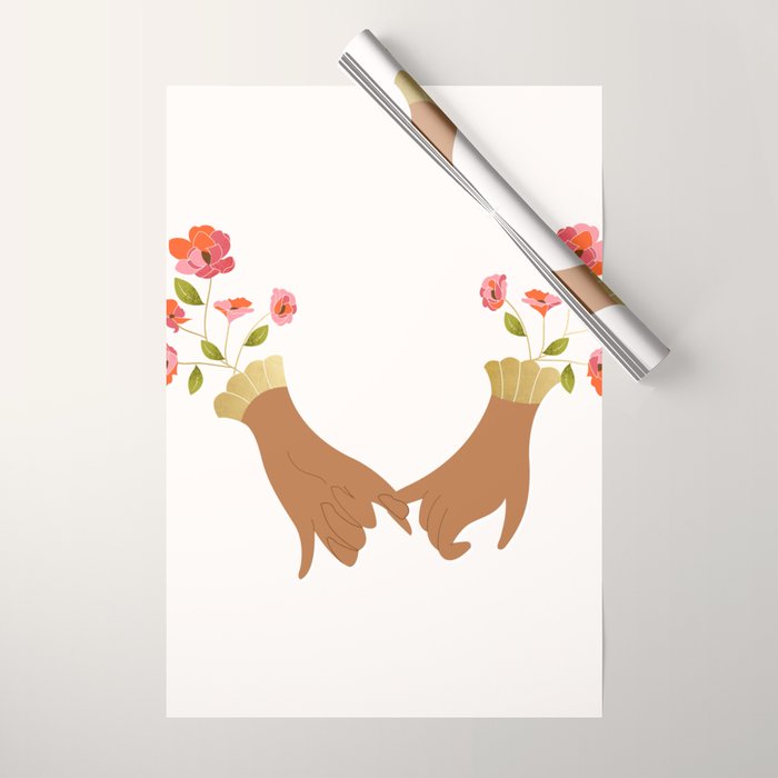 Pinky Promise | Valentine's Day Love Friendship | Floral Botanical Join Hands Forever  Wrapping Paper Gallery Image 1