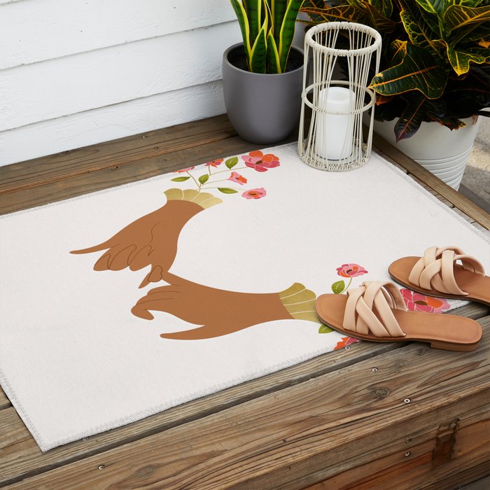 Pinky Promise | Valentine's Day Love Friendship | Floral Botanical Join Hands Forever  Outdoor Rug Gallery Image 2