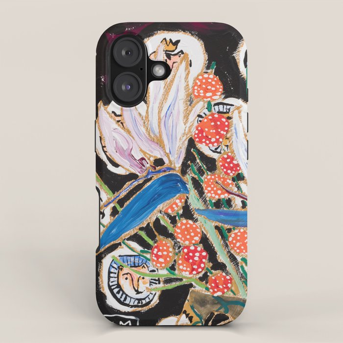 Lions and Tigers Dark Floral Still Life Painting iPhone Case Gallery Image 1