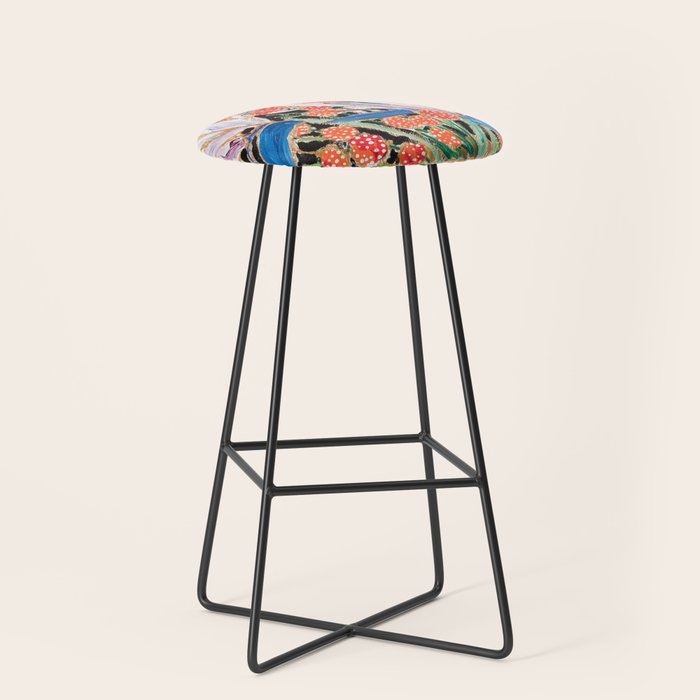 Lions and Tigers Dark Floral Still Life Painting Stool Gallery Image 1
