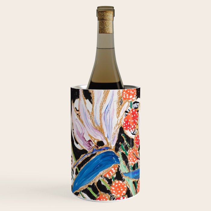 Lions and Tigers Dark Floral Still Life Painting Wine Chiller Gallery Image 2