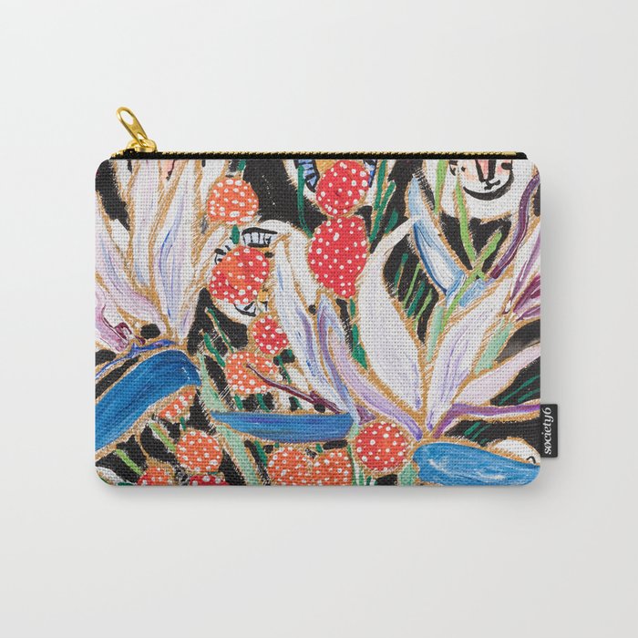Lions and Tigers Dark Floral Still Life Painting Carry All Pouch Gallery Image 1