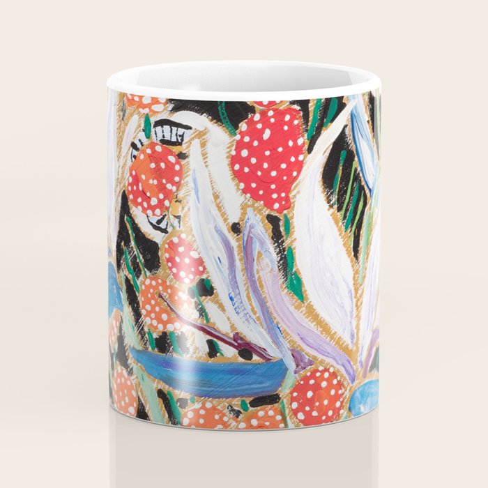 Lions and Tigers Dark Floral Still Life Painting Coffee Mug Gallery Image 4