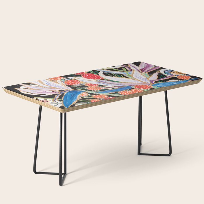 Lions and Tigers Dark Floral Still Life Painting Coffee Table Gallery Image 1