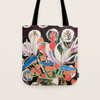 Lions and Tigers Dark Floral Still Life Painting Tote Bag Gallery Image 1