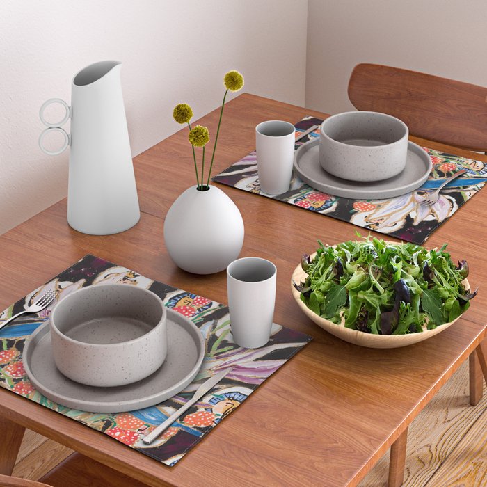 Lions and Tigers Dark Floral Still Life Painting Placemat Gallery Image 2